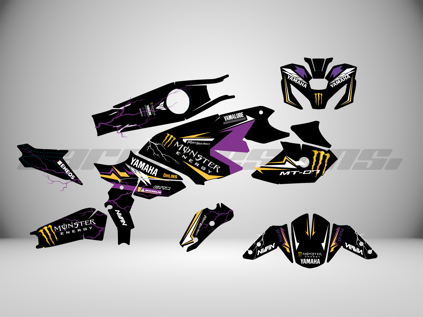 Kit Adhesivos Yamaha Mt07 (All Models)- Monster Yellow Edition