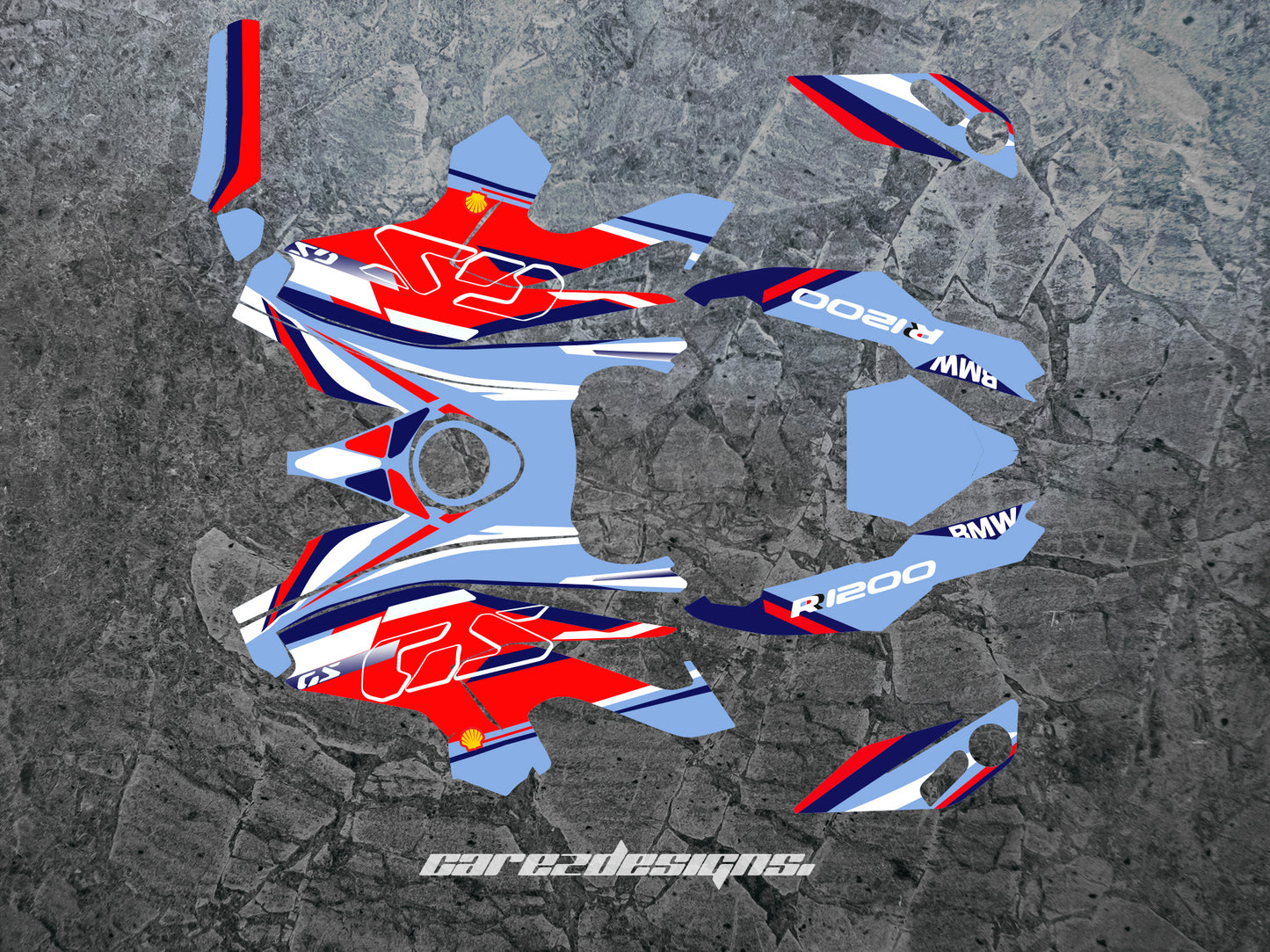 Adhesivos para moto BMW 1200 GS (2014-2016)-Azul,Rojo y blanco